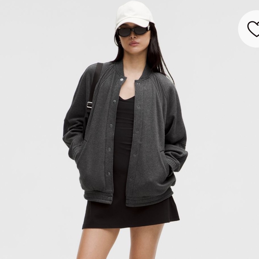 Lululemon - Plush Gray Scuba Oversized Varsity Jacket - Picture 2 of 5